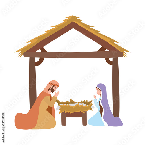 saint joseph and mary virgin in stable manger characters