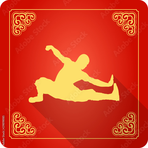 Traditional Chinese Kung Fu Master Icon, Flat Design
