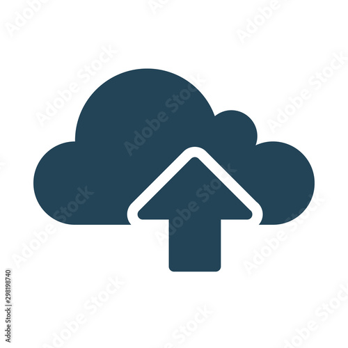 Upload to the cloud service. Cloud Computing Icon. Simple glyph style. Perfect symmetrical. 