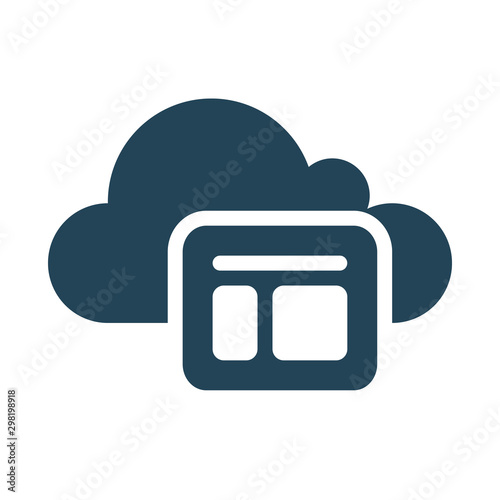 Web based software. Cloud Computing Icon. Simple glyph style. Perfect symmetrical. 