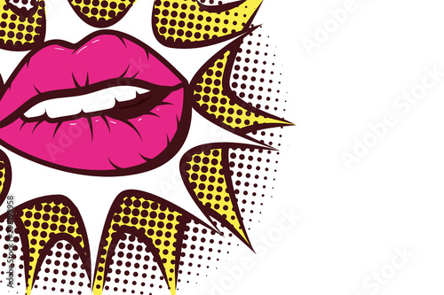 sexy woman mouth with splash expression pop art style