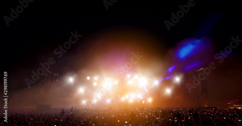Party Concert. Entertainment Concert People Joyful and Applauding . Celebration party festival happiness. Social online event. Concert Show with DJ Music festival EDM on Stage City Party