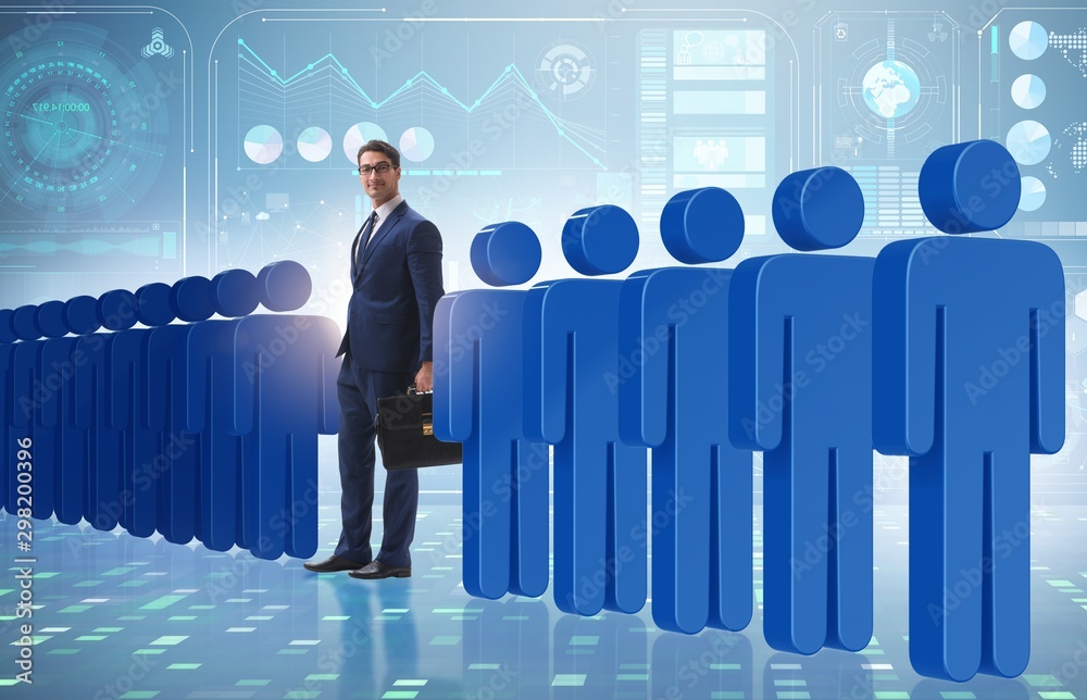 Standing out from crowd concept with businessman Standing out from crowd concept with businessman