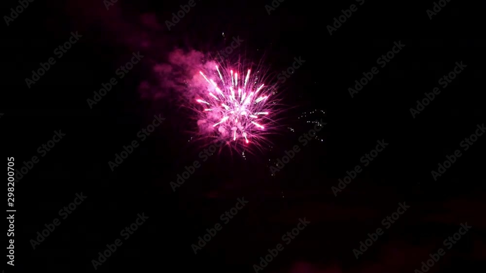Red firework element on black background night to create video about salute on holiday and pyrotechnics happy New Year, Christmas, birthday greetings. Red firework element on black background night to create video about salute on holiday and pyrotechnics happy New Year, Christmas, birthday greetings.