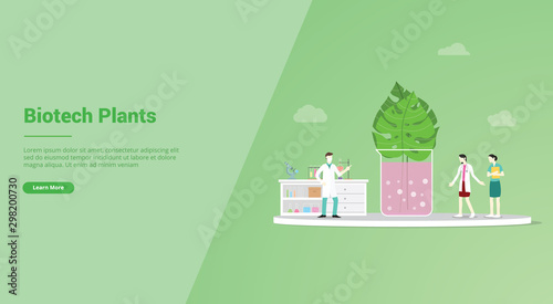 biotech plants or herbs for website template or landing homepage banner - vector