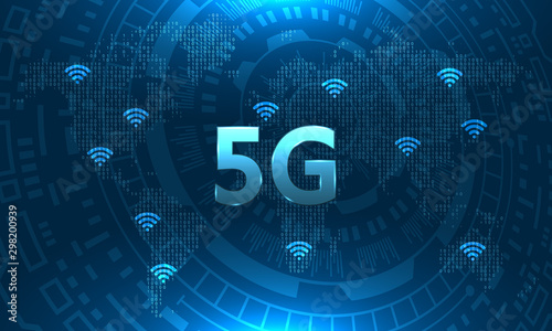 5g Network Global Earth Communications. Technology Background