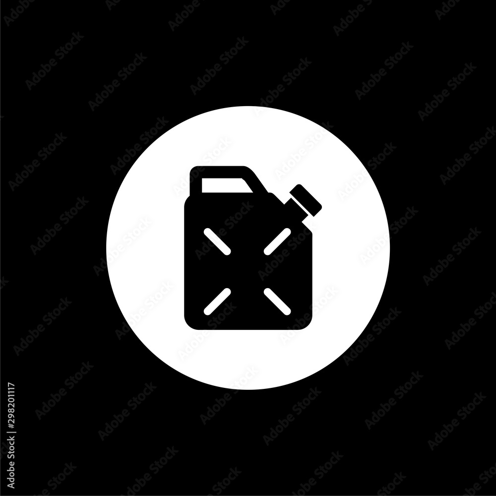 Jerrycan icon isolated on black background Jerrycan icon isolated on black background