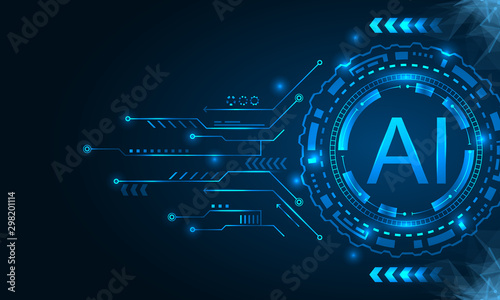 Artificial Intelligence with HUD Elements. AI and Machine Learning Concept