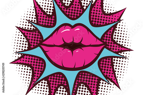 sexy woman mouth with splash expression pop art style