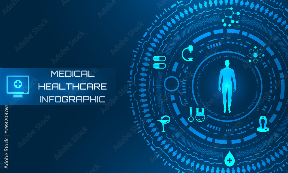 Obraz premium HUD Interface Virtual Future System Health Care. Science Background
