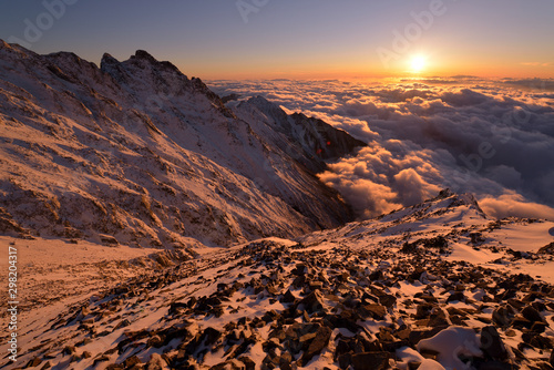 涸沢岳より夕景