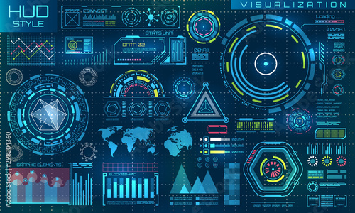 Futuristic Interface HUD Style and Infographic Elements. Abstract Virtual Graphic Touch UI