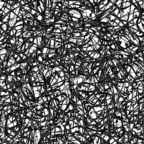 Seamless black and white grunge background. Abstract repeating texture of elements. Template to create your own design and print. Chaotic retro backdrop