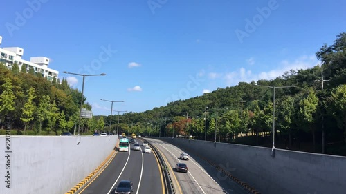 Cars pass in Seongnam, Bundang, Gyeonggi-do, South Korea photo