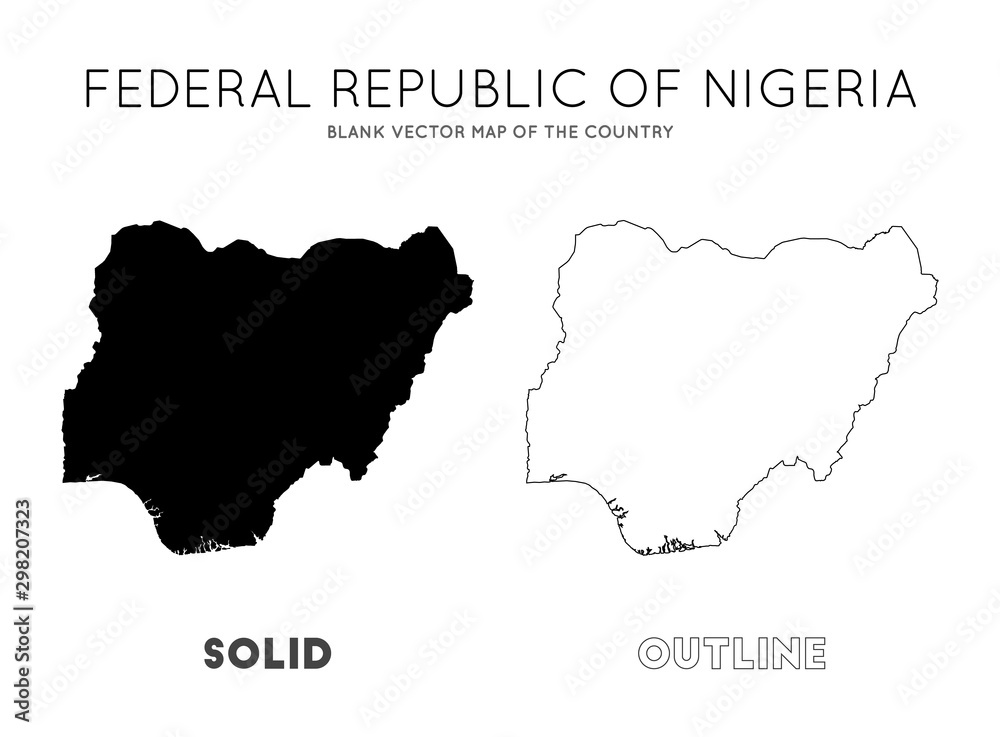 Nigeria map. Blank vector map of the Country. Borders of Nigeria for your infographic. Vector illustration.