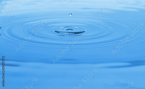 Splash of blue water with drop, closeup