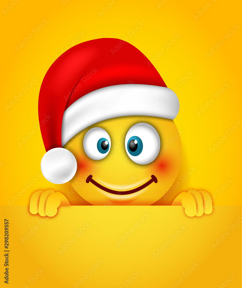 Christmas Happy Cheerful Emoticon in Santa Hat Christmas Happy Cheerful Emoticon in Santa Hat
