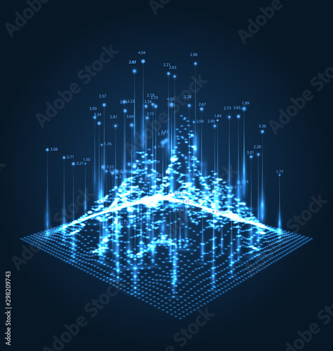Wireframe Landscape Pattern. Big Data. Geometric Terrain Design