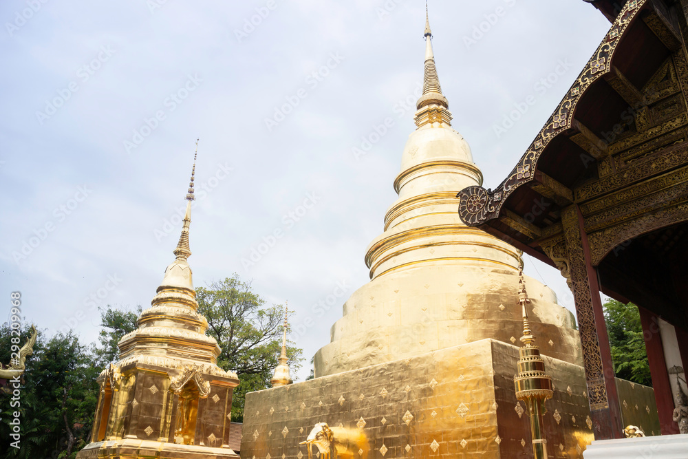 Naklejka premium Wat Pra Singh beautiful temple in Chiang Mai, Thailand