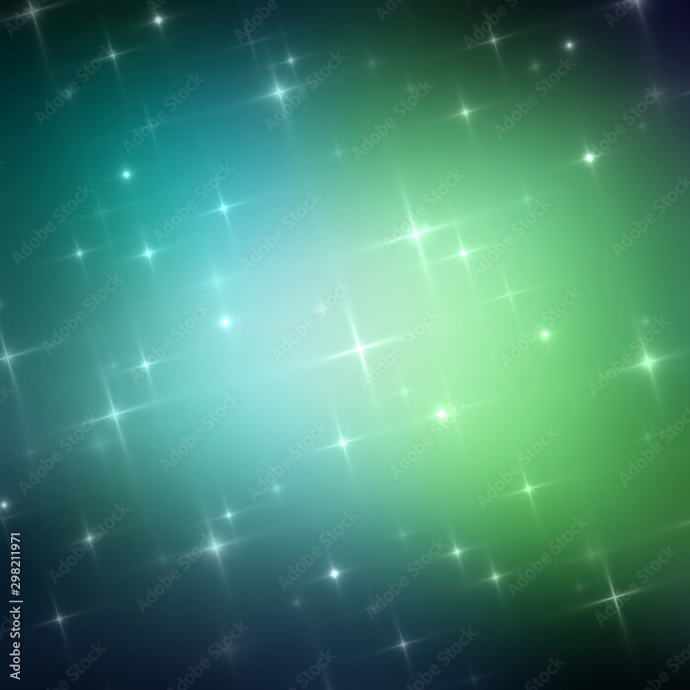 Dark green mystery blurred background. Bright stars pattern. Vignette decoration. Magical night. Dark green mystery blurred background. Bright stars pattern. Vignette decoration. Magical night.