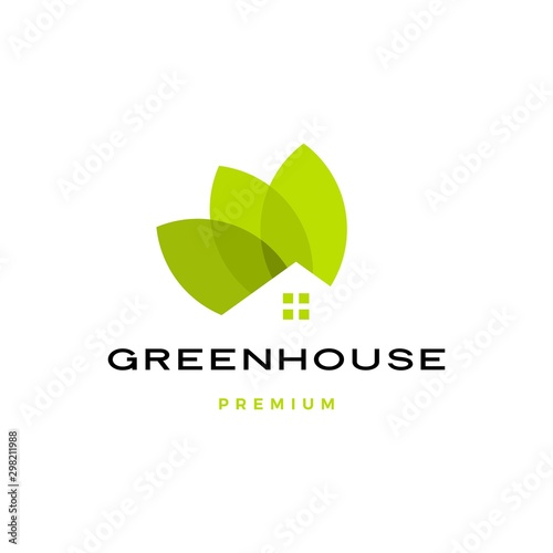 green house leaf roof logo vector icon illustration