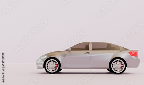 3D car on red background