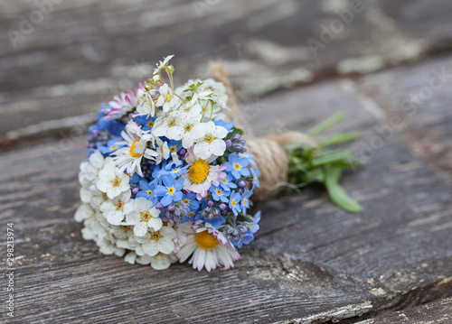 Daisy Flower and Forget Me Not Bouquet