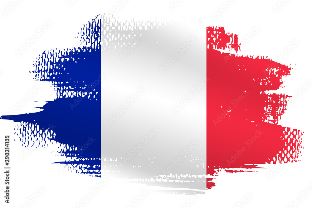 Malowana flaga Francji na białym tle - obrazy, fototapety, plakaty 