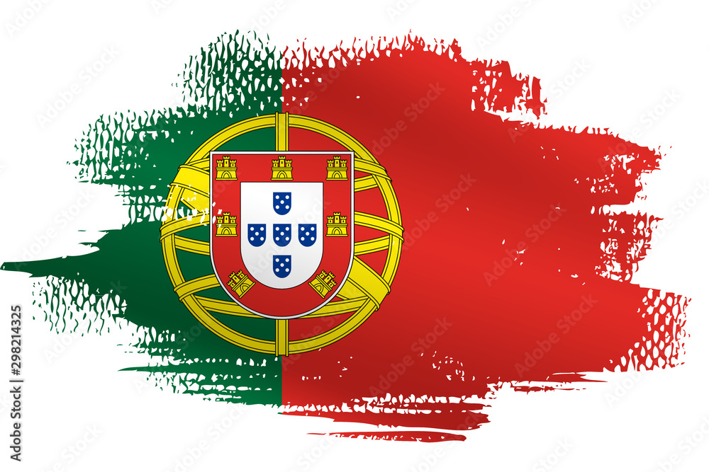 Malowana flaga Portugalii na białym tle