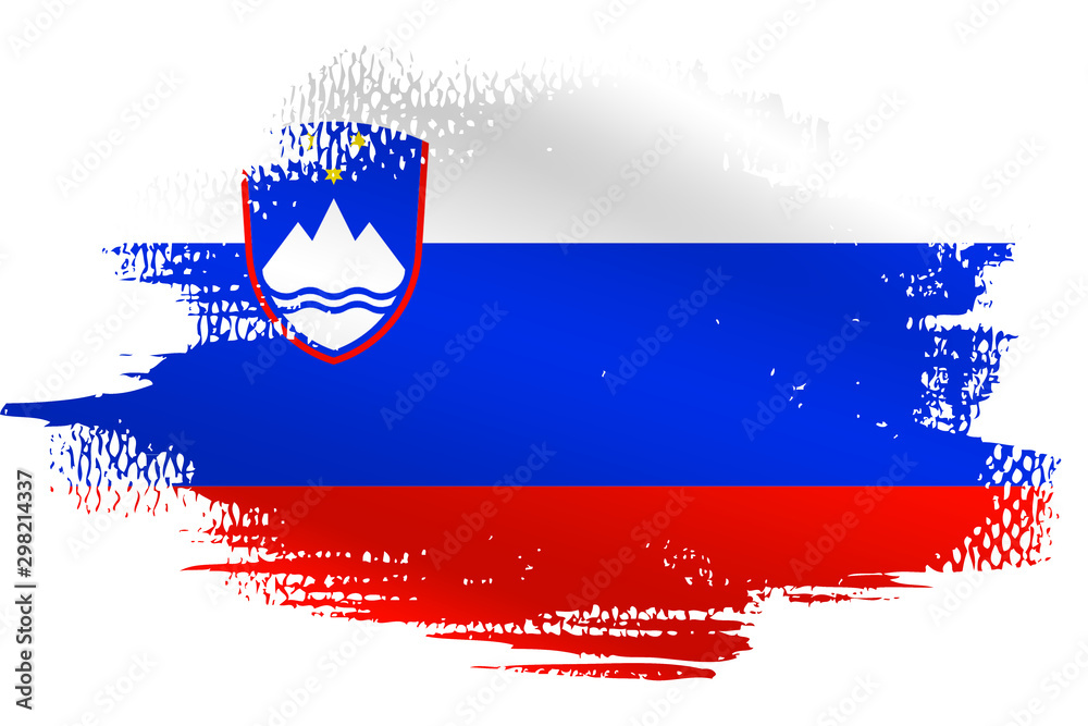 Malowana flaga Słoweni na białym tle