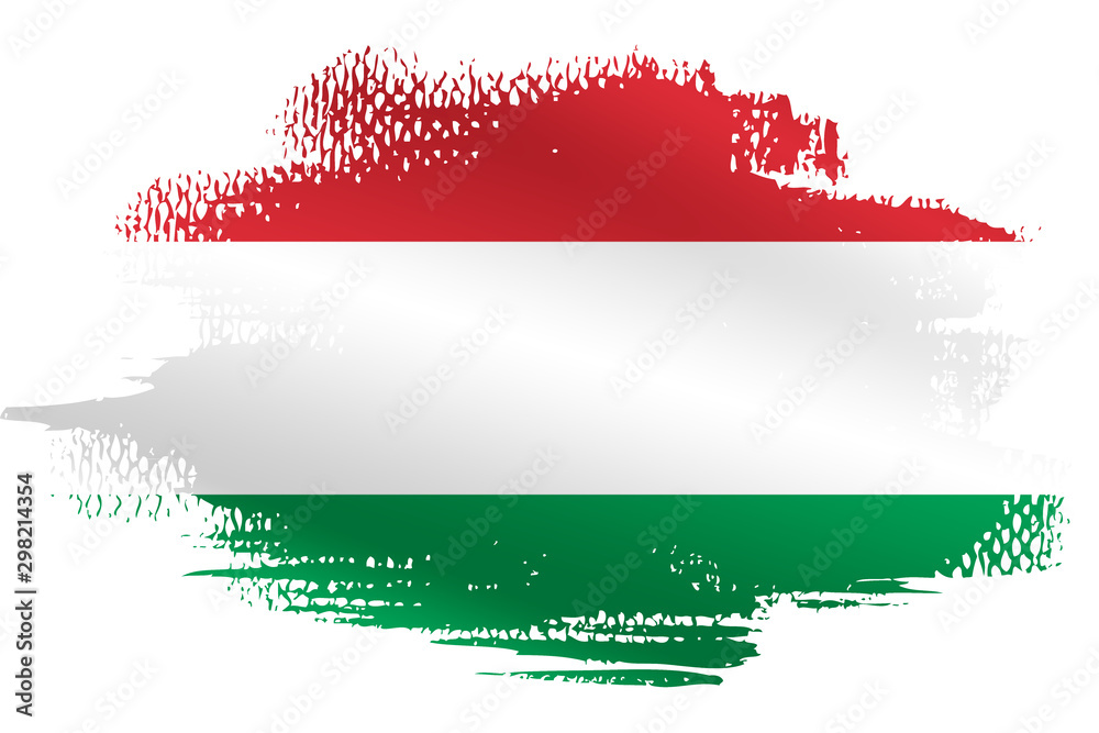 Malowana flaga Węgier na białym tle