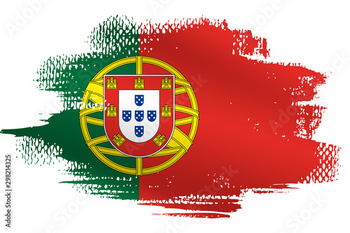 Obraz na płótnie Malowana flaga Portugalii na białym tle w salonie