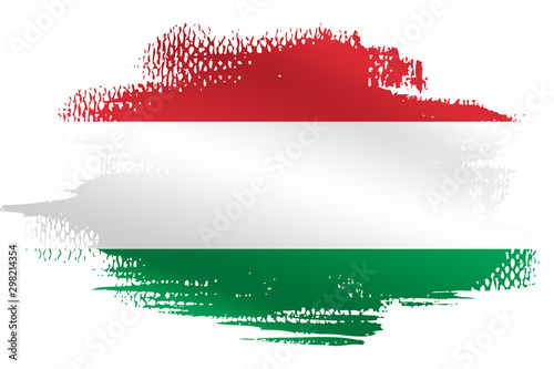 Malowana flaga Węgier na białym tle