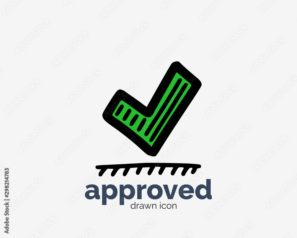 Hand drawn approved check mark icon Hand drawn approved check mark icon