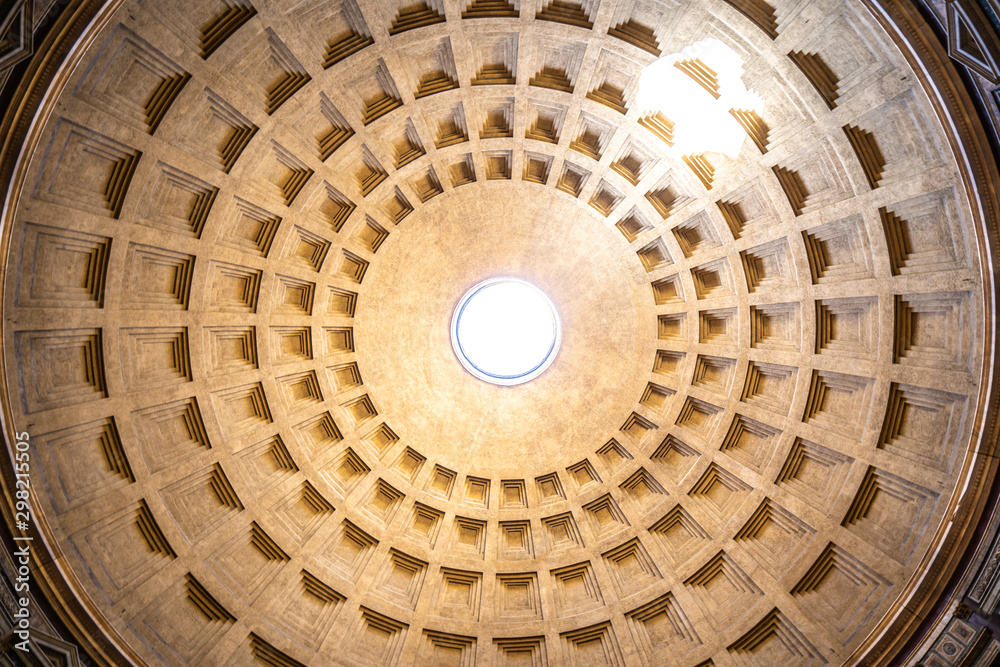 Pantheon in Rome, place of the gods. Dome from the inside