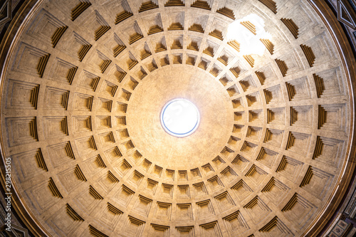 Pantheon in Rome, place of the gods. Dome from the inside