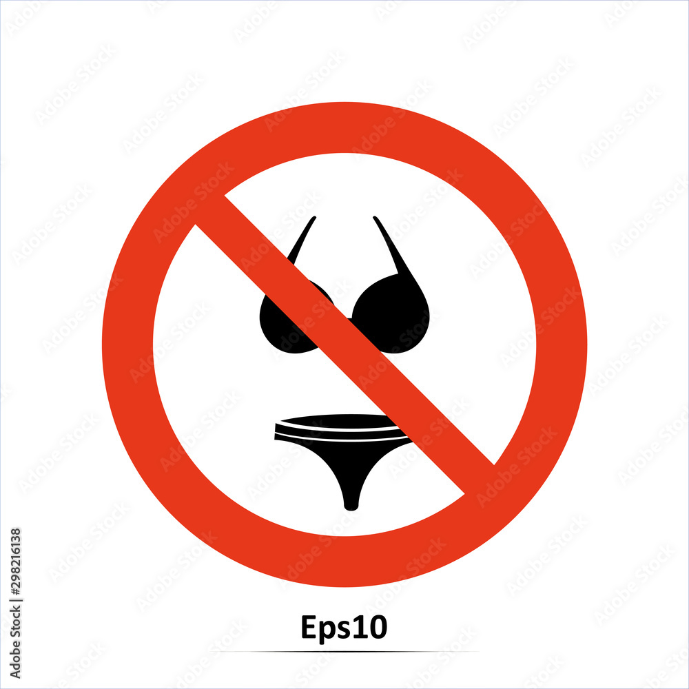 No bikini sign. Vector Illustration. Red prohibition sign. Stop symbol.  vector de Stock | Adobe Stock