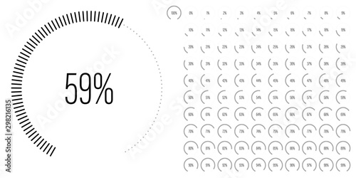 Set of circular sector percentage diagrams meters from 0 to 100 ready-to-use for web design, user interface UI or infographic - indicator with black