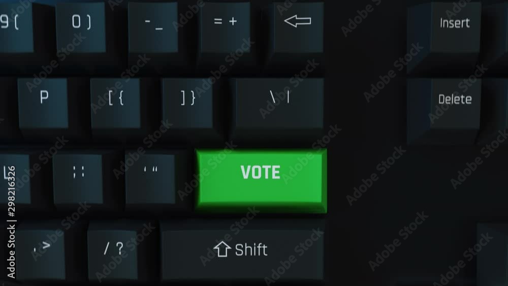 Pushing vote computer key, call for action, civic duty, citizen right, elections. Computer keyboard concept