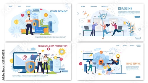 Business Technologies Flat Vector Web Banners Set