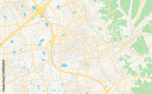 Printable street map of Taoyuan, Taiwan © netsign