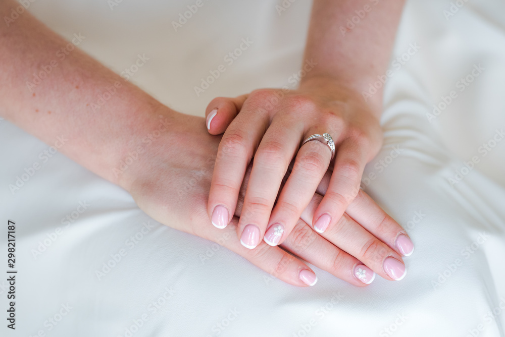 Engagement ring on a bride's hand Engagement ring on a bride's hand