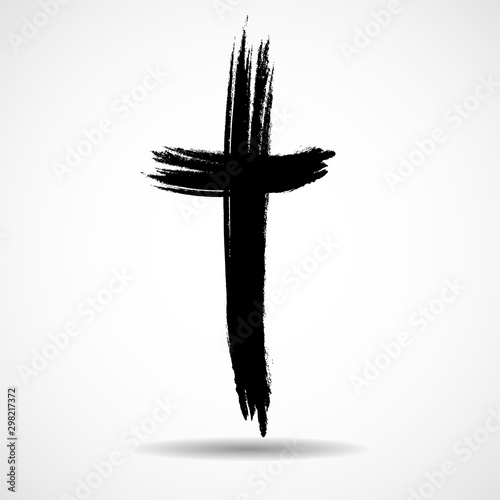 Hand drawn christian cross. Grunge cross. Religion christian symbol