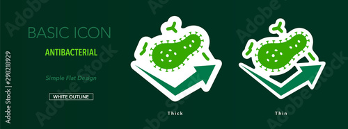 Antibacterial icon with white outline. Simple flat design.