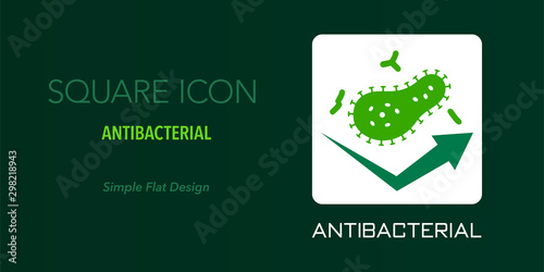 Antibacterial square icon. Simple flat design.