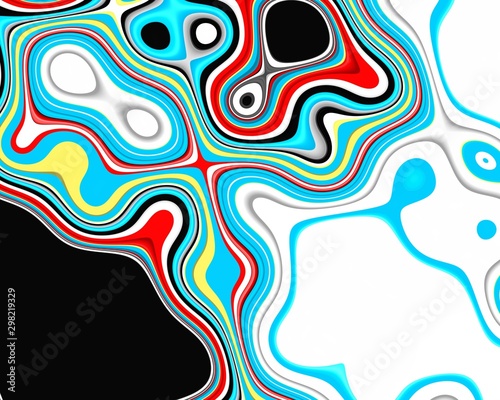 Abstract background with waves, red blue black lines