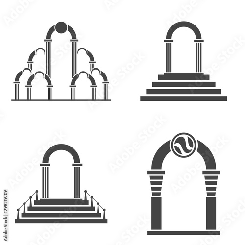 Abstract arch icon set. Black arch vector icon.