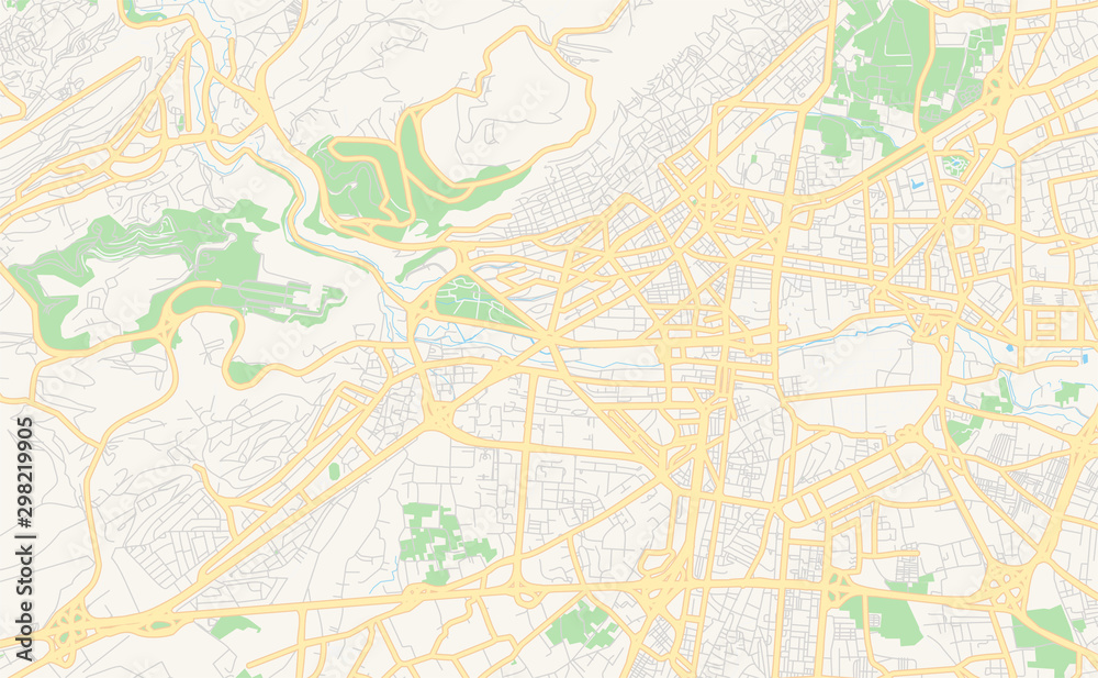 Printable street map of Damascus, Syria