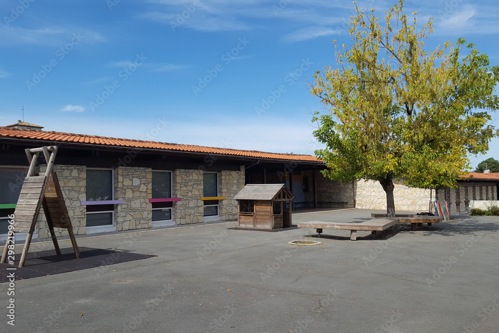 empty schoolyard preschool building school playground empty schoolyard preschool building school playground