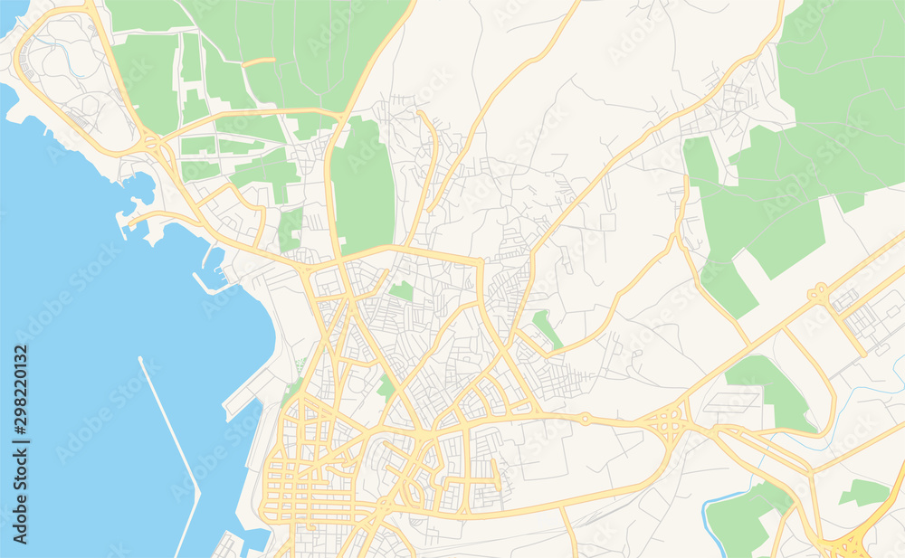 Printable street map of Latakia, Syria